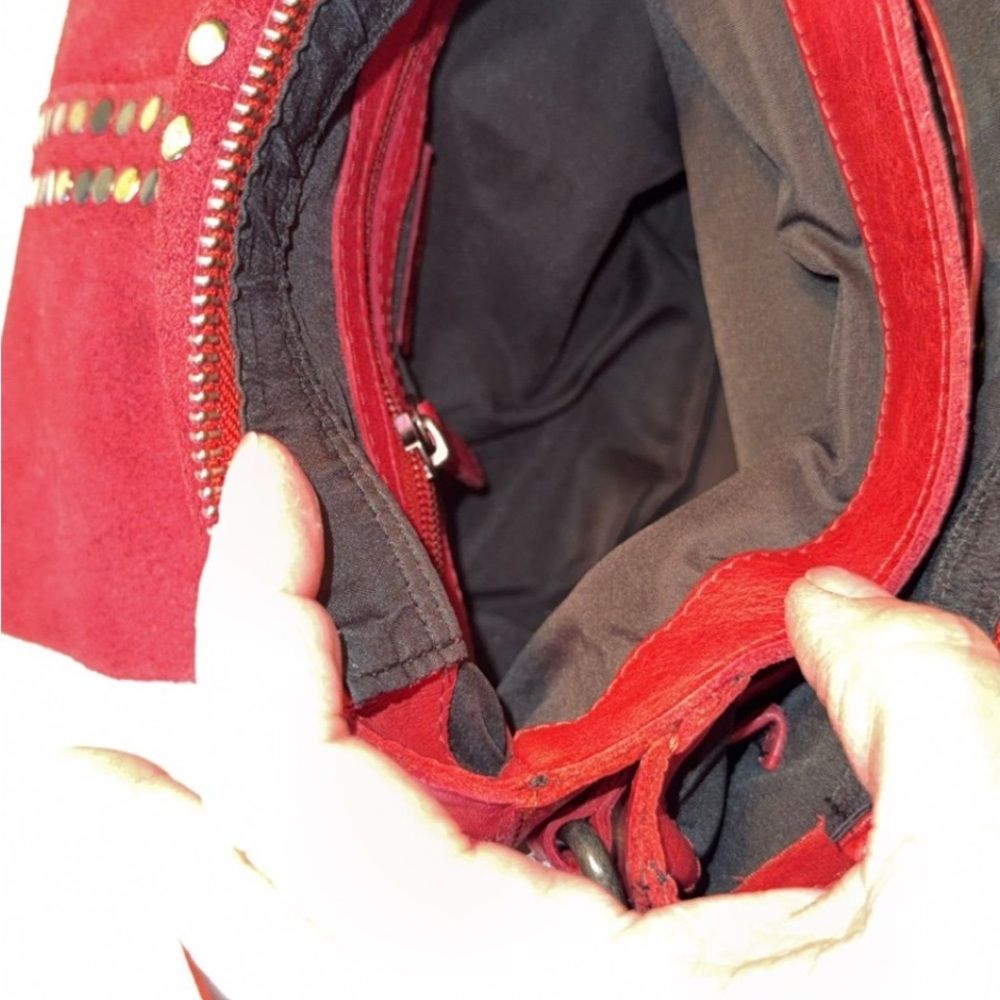 Vilenca Holland BohoStudded Cross Body Red Leather Made In India - Picture 8 of 8